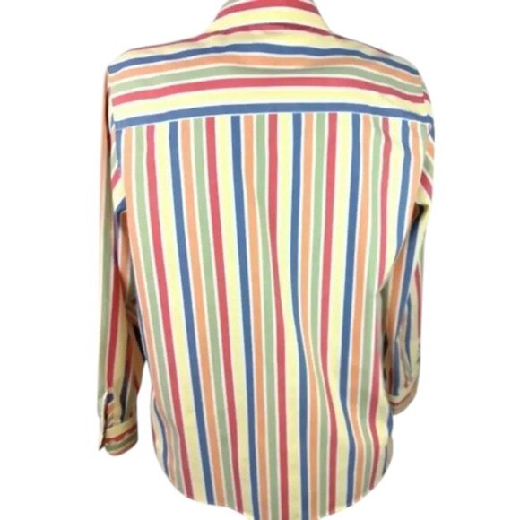 ORVIS Striped Shirt LS Button Red Blue  Green - Picture 2 of 5